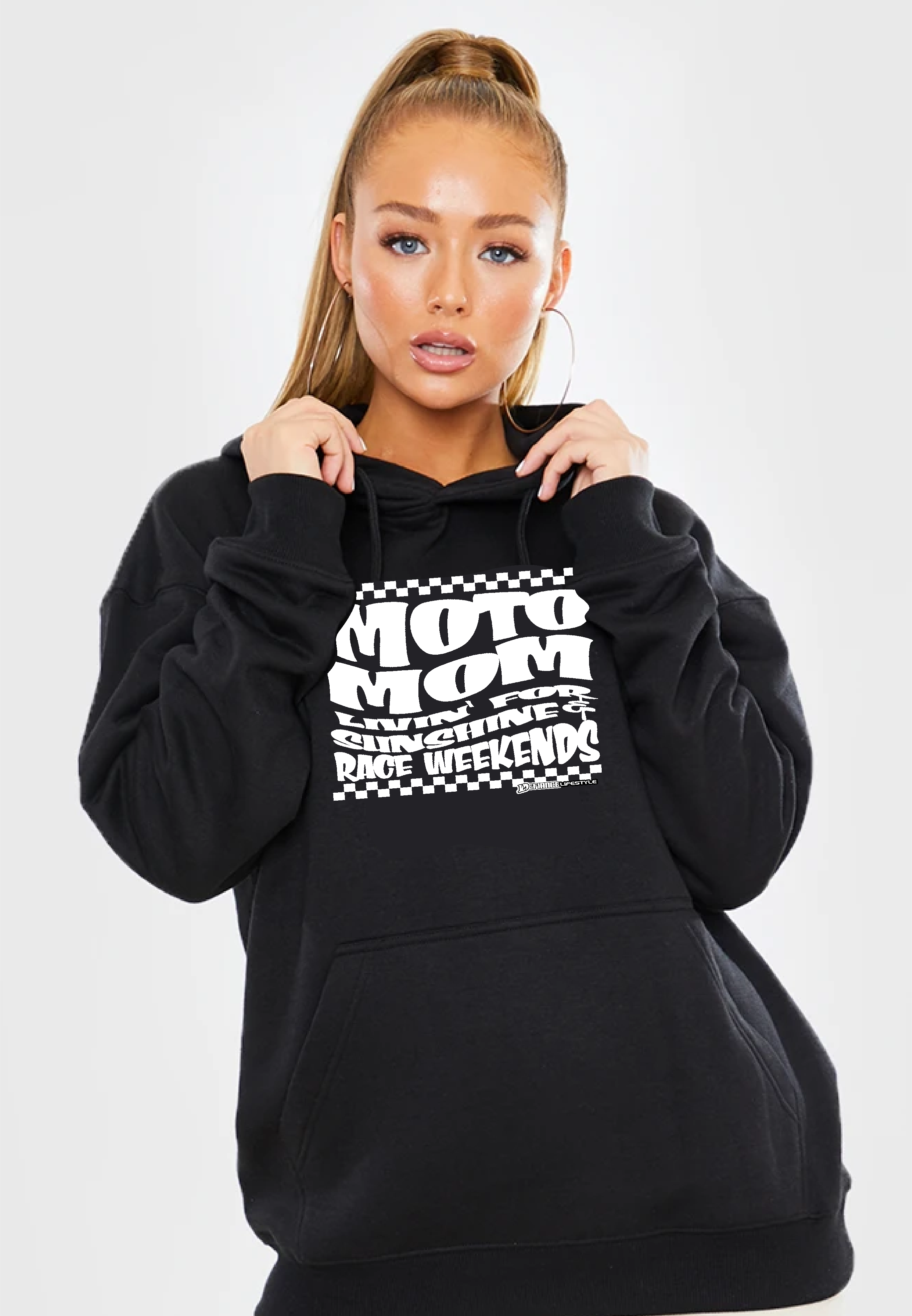 MOTO MOM Race Hoodie - Black Fan apparel – DefianceLifestyle