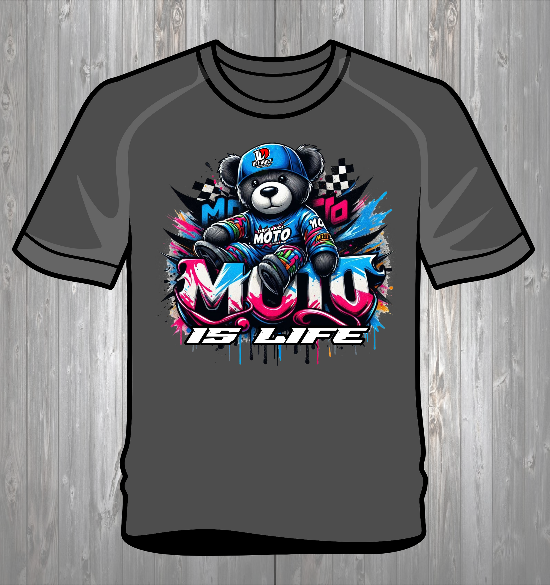 Moto is life race youth bear - T Shirt - GREY TEE