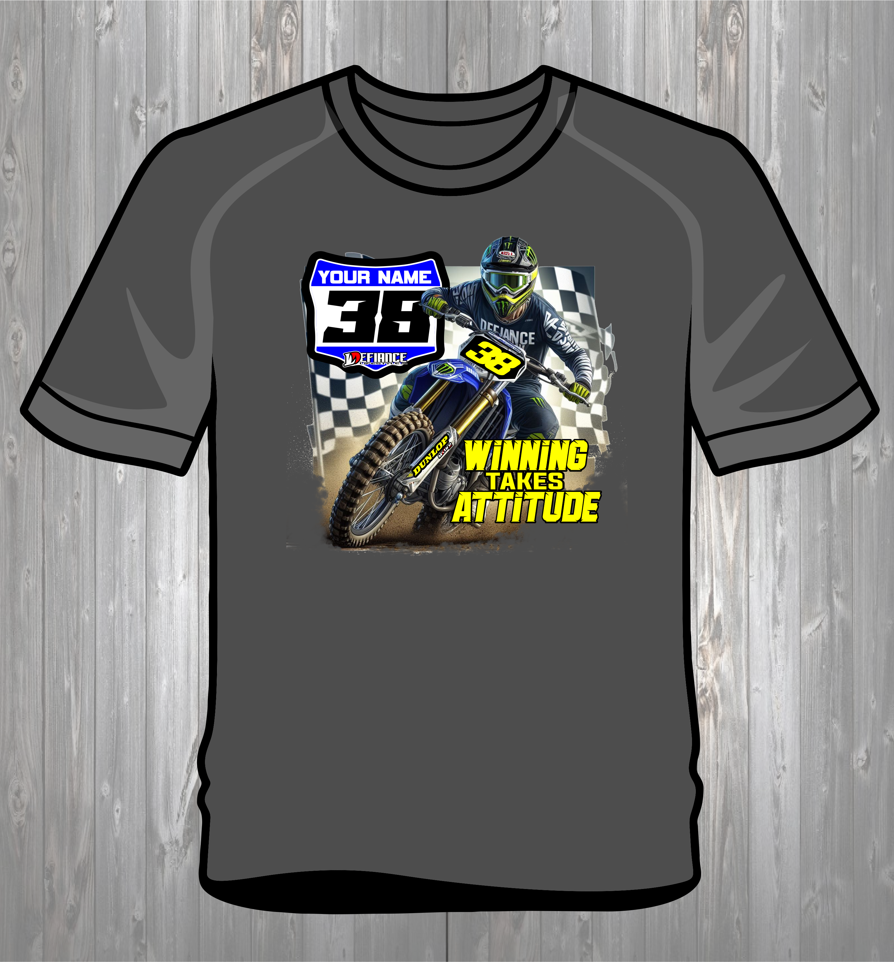 Personalized Race T-Shirt - FLAGS BEHIND YA with plate- Attack Collection