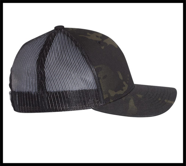 Race Hat with Personalized Number Plate - Black Camo