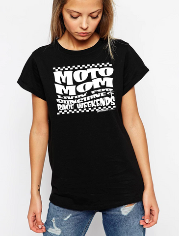 Moto Mom Race T-Shirt - Black