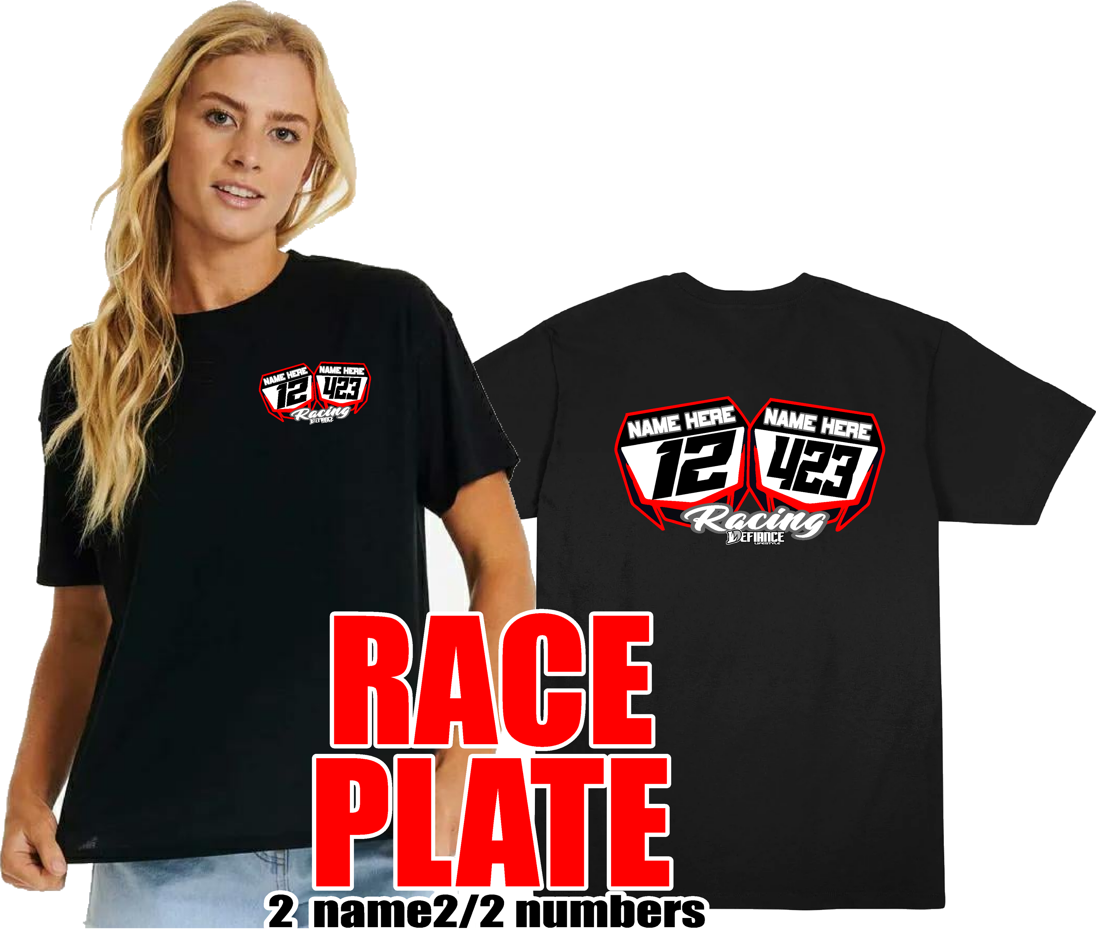 Race T-shirt Plate Special - 2 names/2numbers