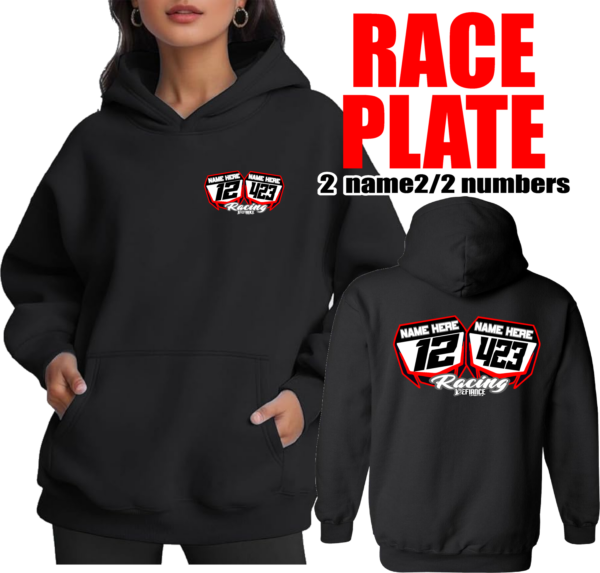Race hoodie Plate Special - 2 names/2numbers