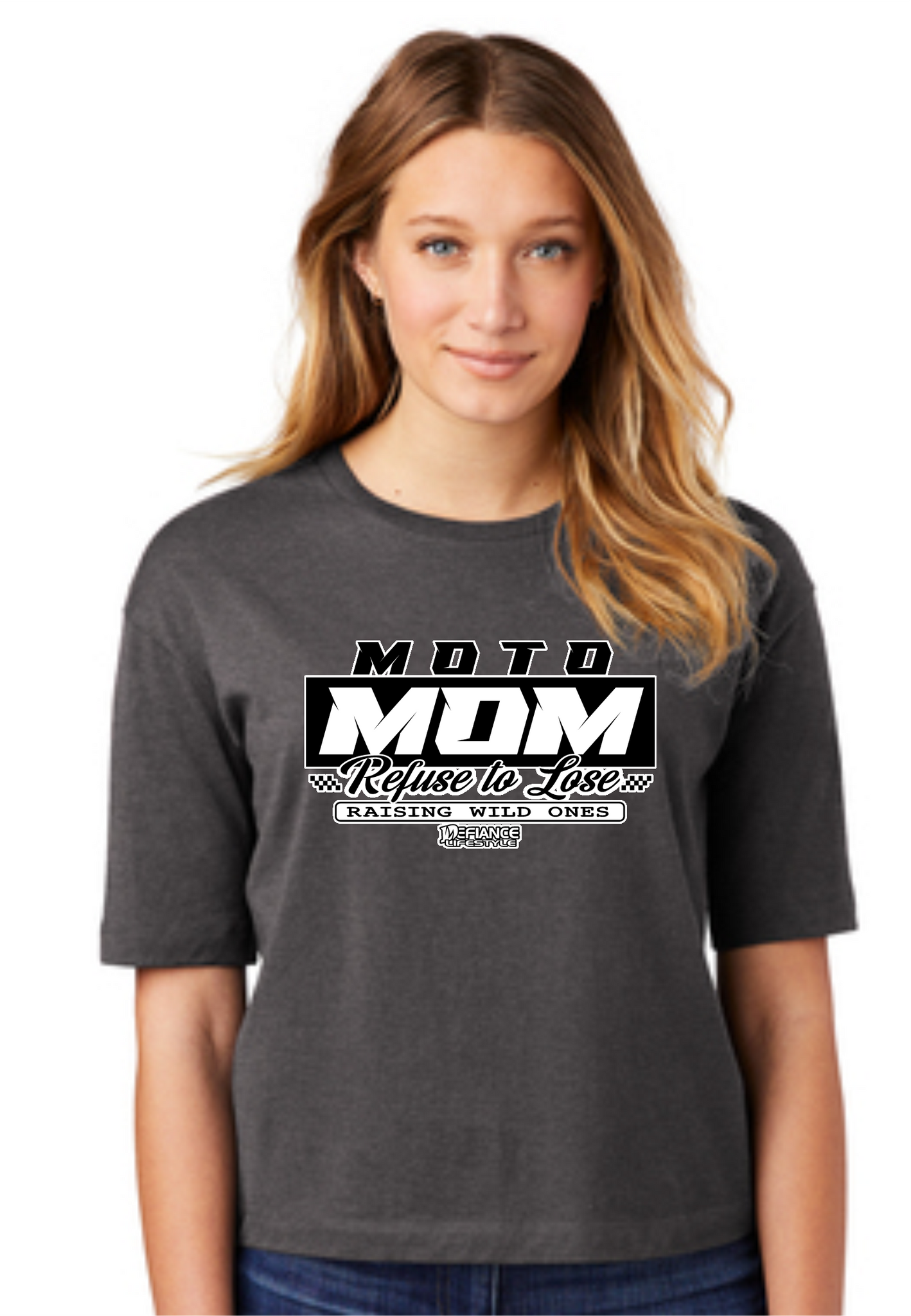 Moto Mom Raising Wild Ones T-Shirt - grey