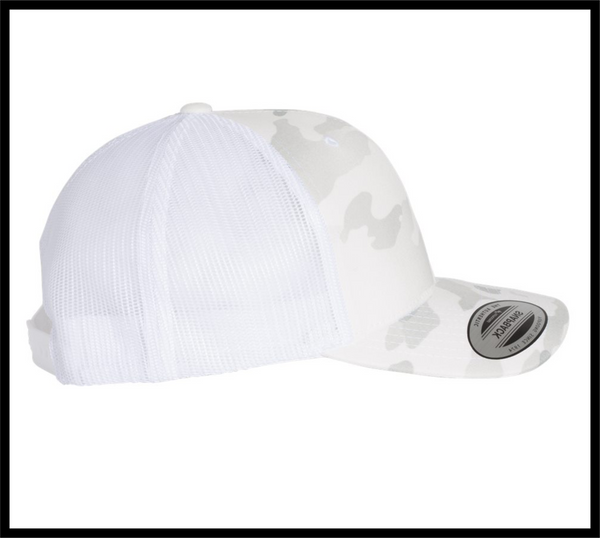 Race Hat with Personalized Number Plate - white Camo
