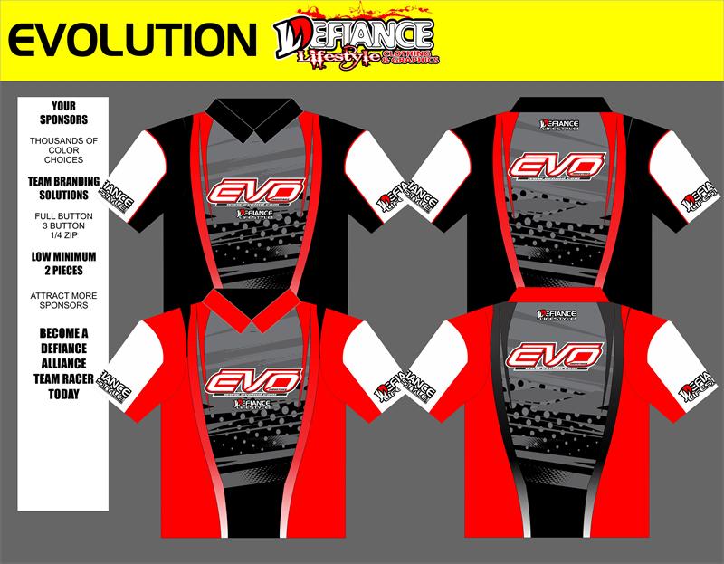 Evolution Polo Semi Custom - Defiance Lifestyle, Race Apparel - Casual to Custom
