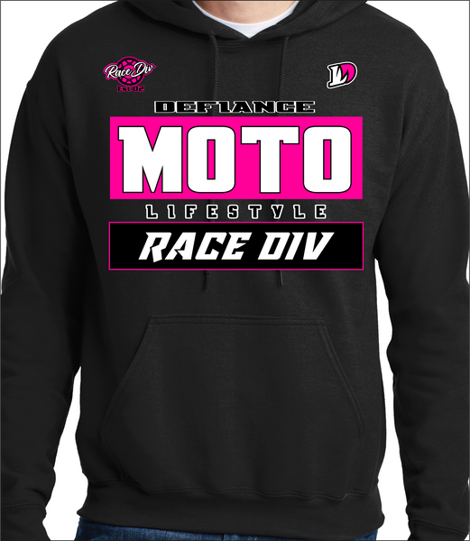 Sweatshirt- Neon Pink Race Division - black Hoodie