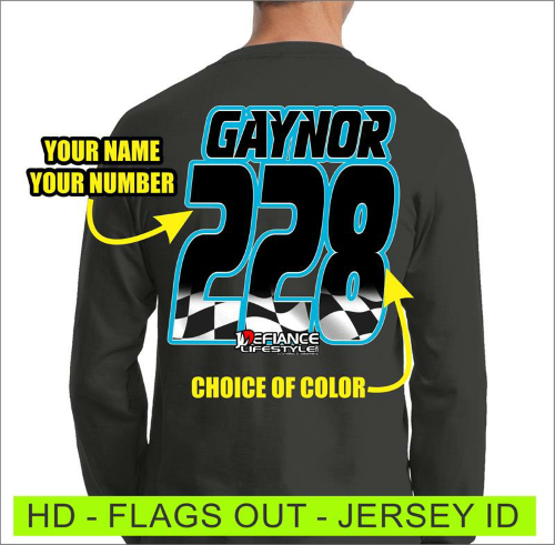 Flags Out - Jersey Lettering - Defiance Lifestyle, Race Apparel - Casual to Custom
