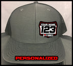 Custom Hat with Racing Plate - Grey - Defiance Lifestyle, Race Apparel - Casual to Custom