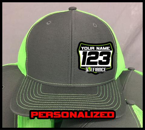 Hat with Racing Plate - green - Defiance Lifestyle, Race Apparel - Casual to Custom