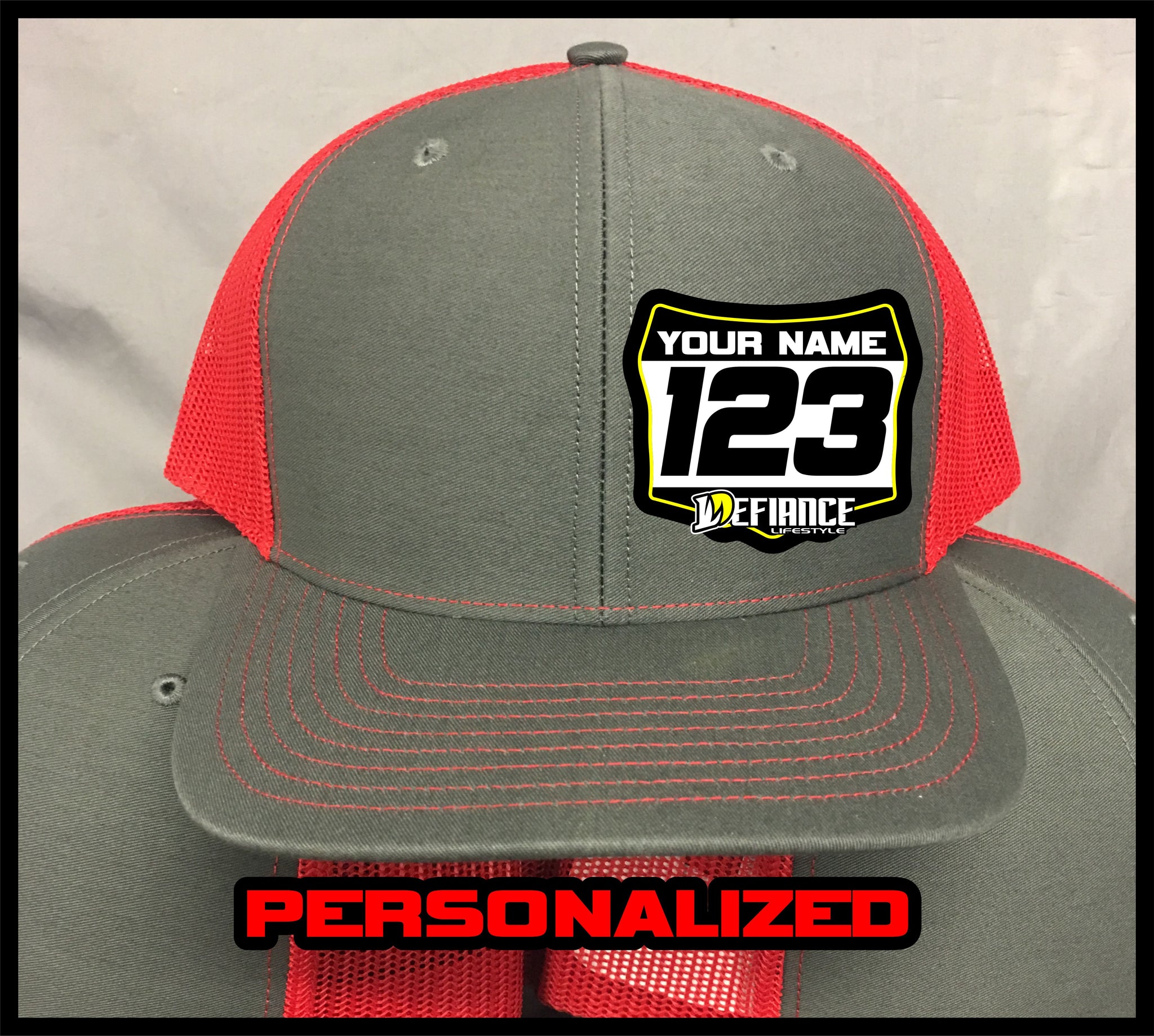 Custom Hat with Racing Plate - red - Defiance Lifestyle, Race Apparel - Casual to Custom
