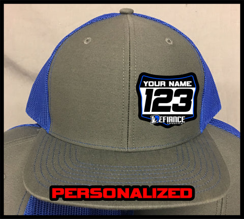 Hat with Racing Plate - Blue - Defiance Lifestyle, Race Apparel - Casual to Custom