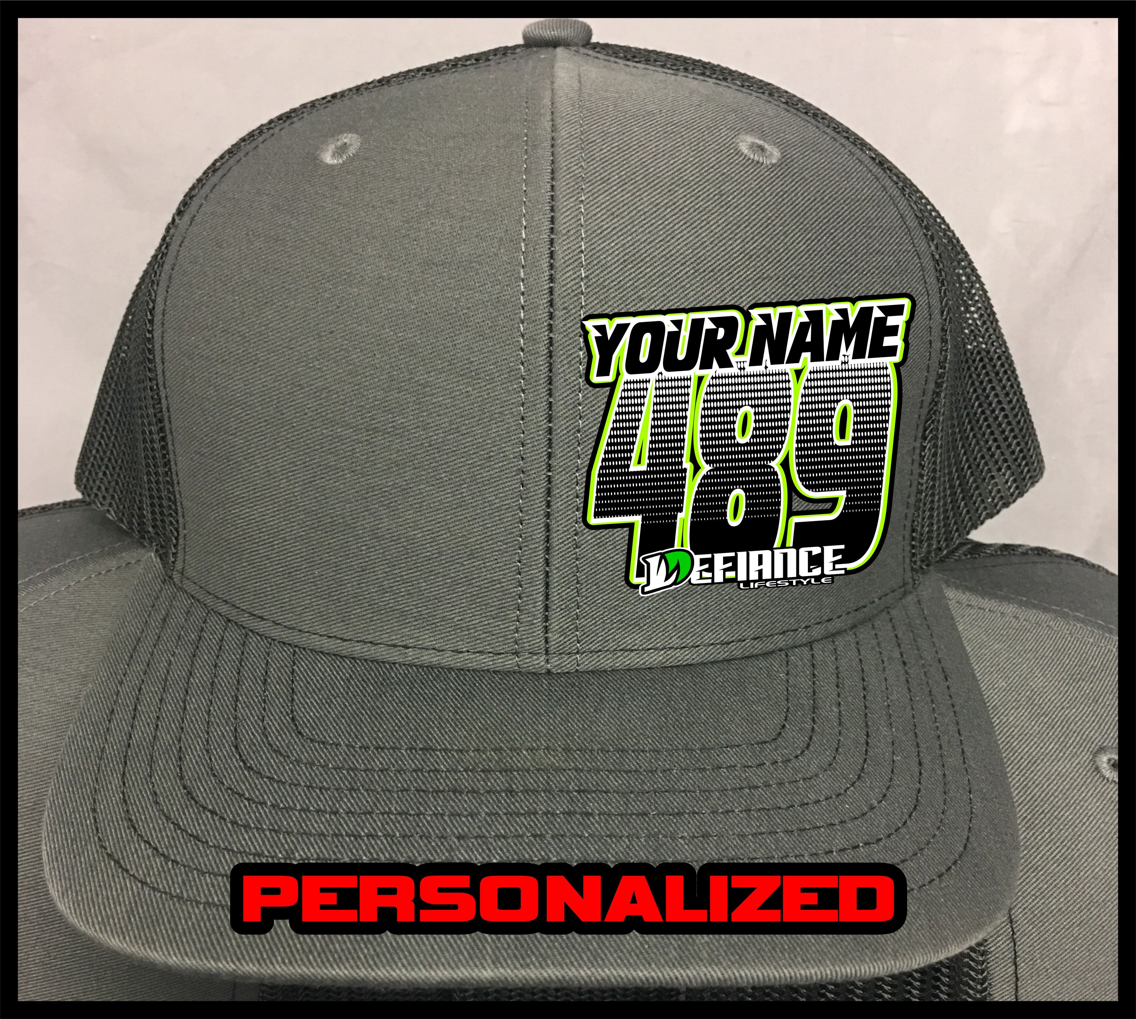 Hat with Racing ID - grey - Defiance Lifestyle, Race Apparel - Casual to Custom