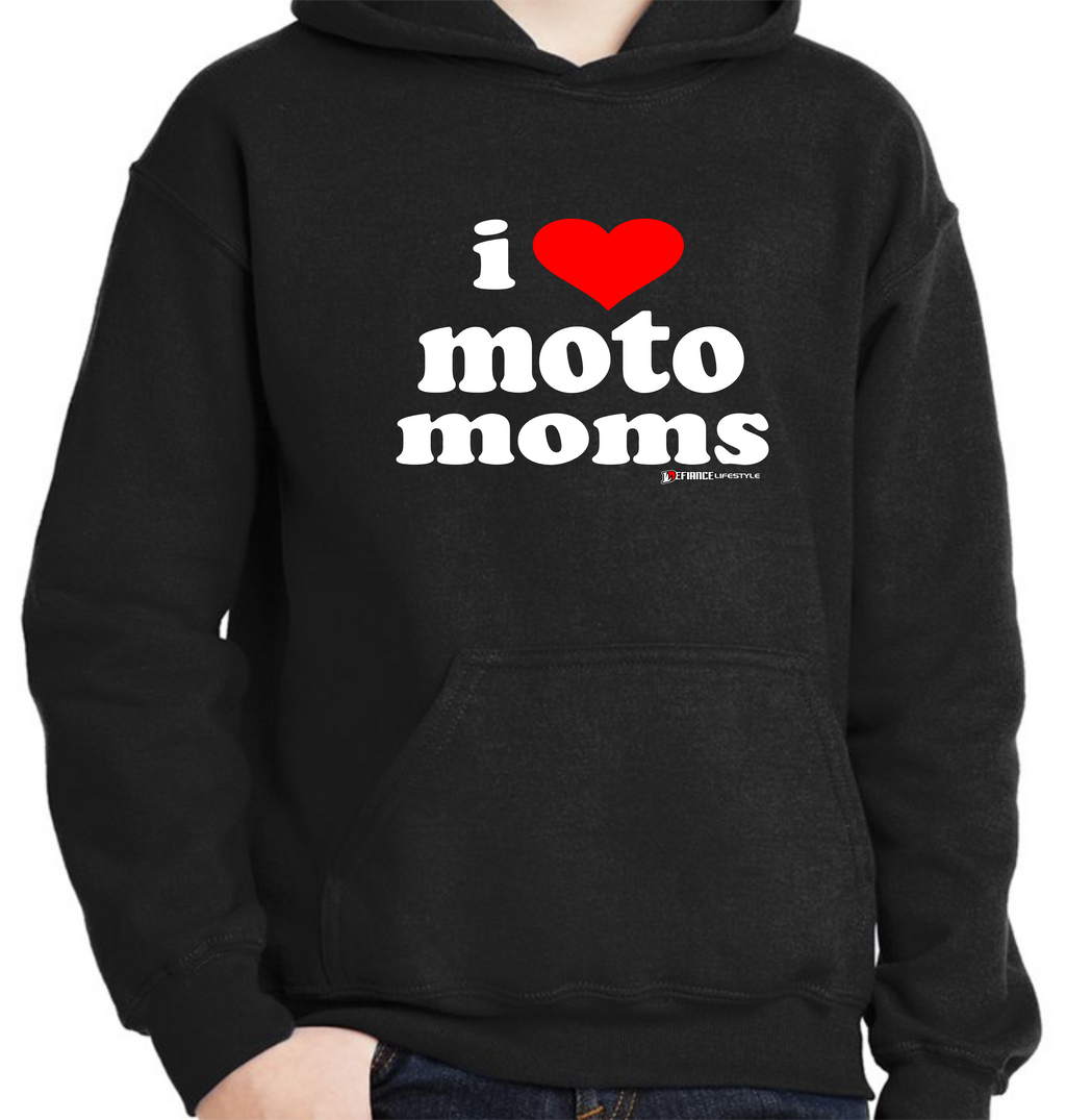 I Heart Moto Moms Hooded Sweatshirt - BLACK - DefianceLifestyle