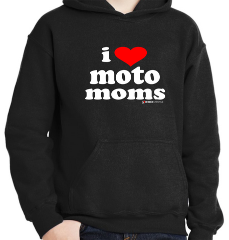 I Heart Moto Moms Hooded Sweatshirt - BLACK