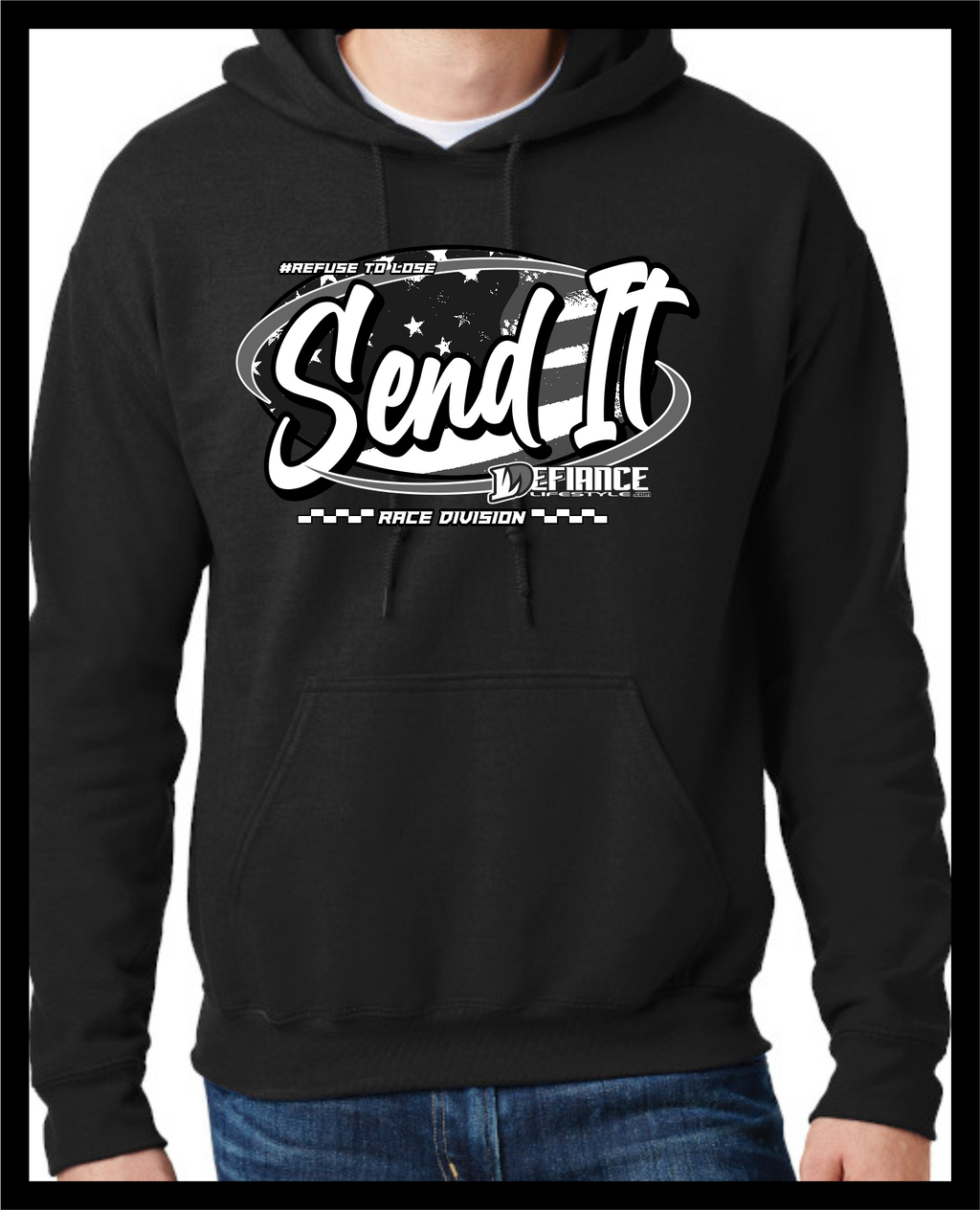 SEND IT Racing HOODED Sweatshirt- black Hoodie - DefianceLifestyle