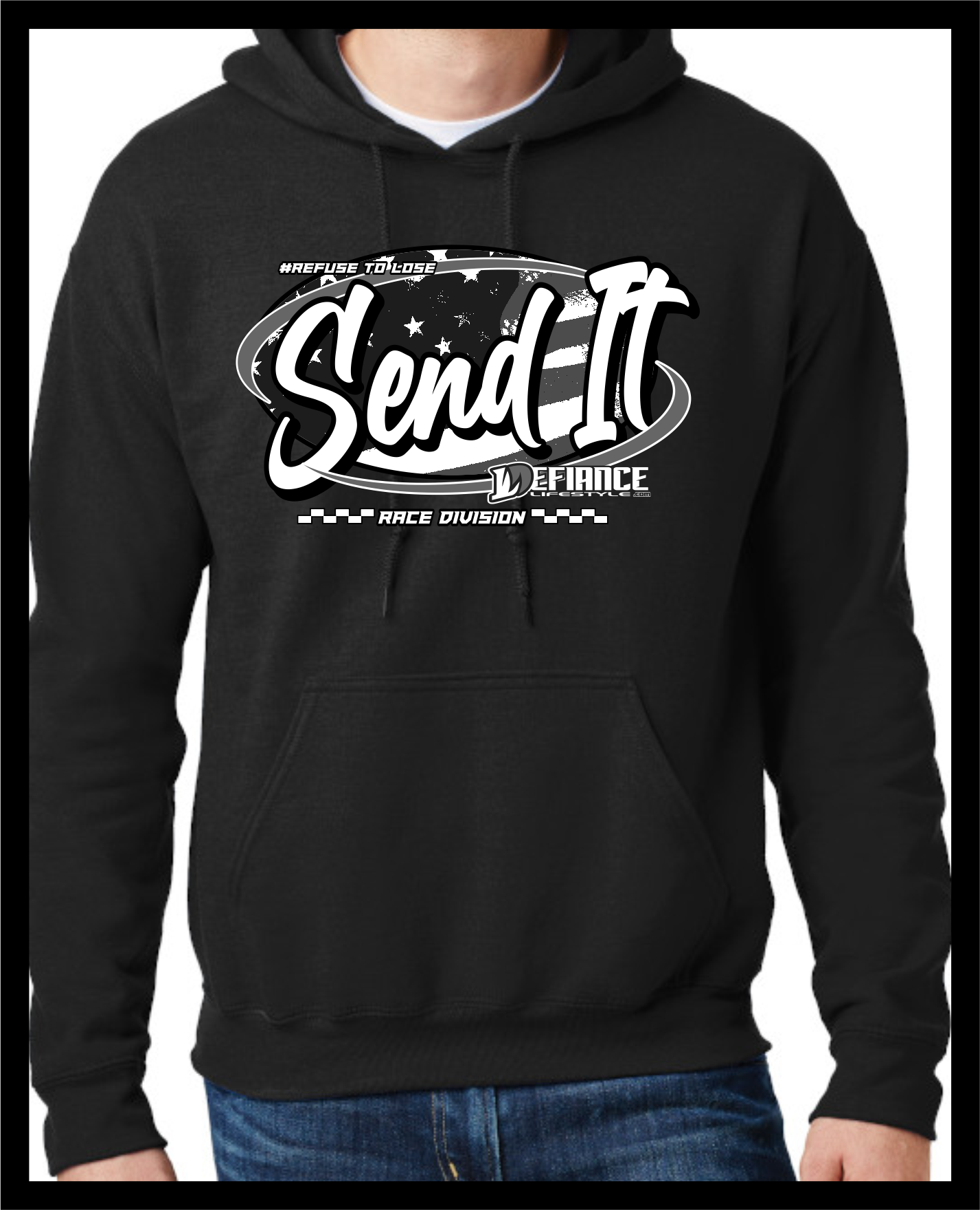 SEND IT Racing HOODED Sweatshirt- black Hoodie - DefianceLifestyle
