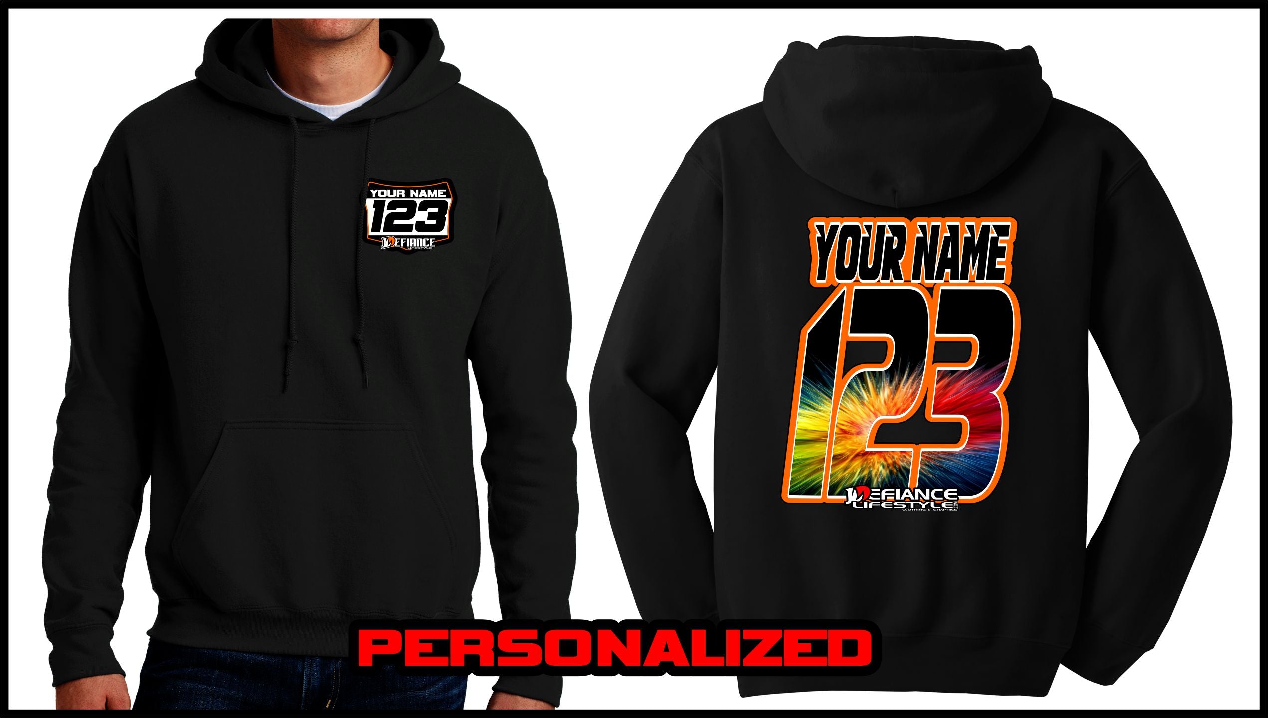 Custom Burst Sweatshirt - BLACK - Defiance Lifestyle, Race Apparel - Casual to Custom
