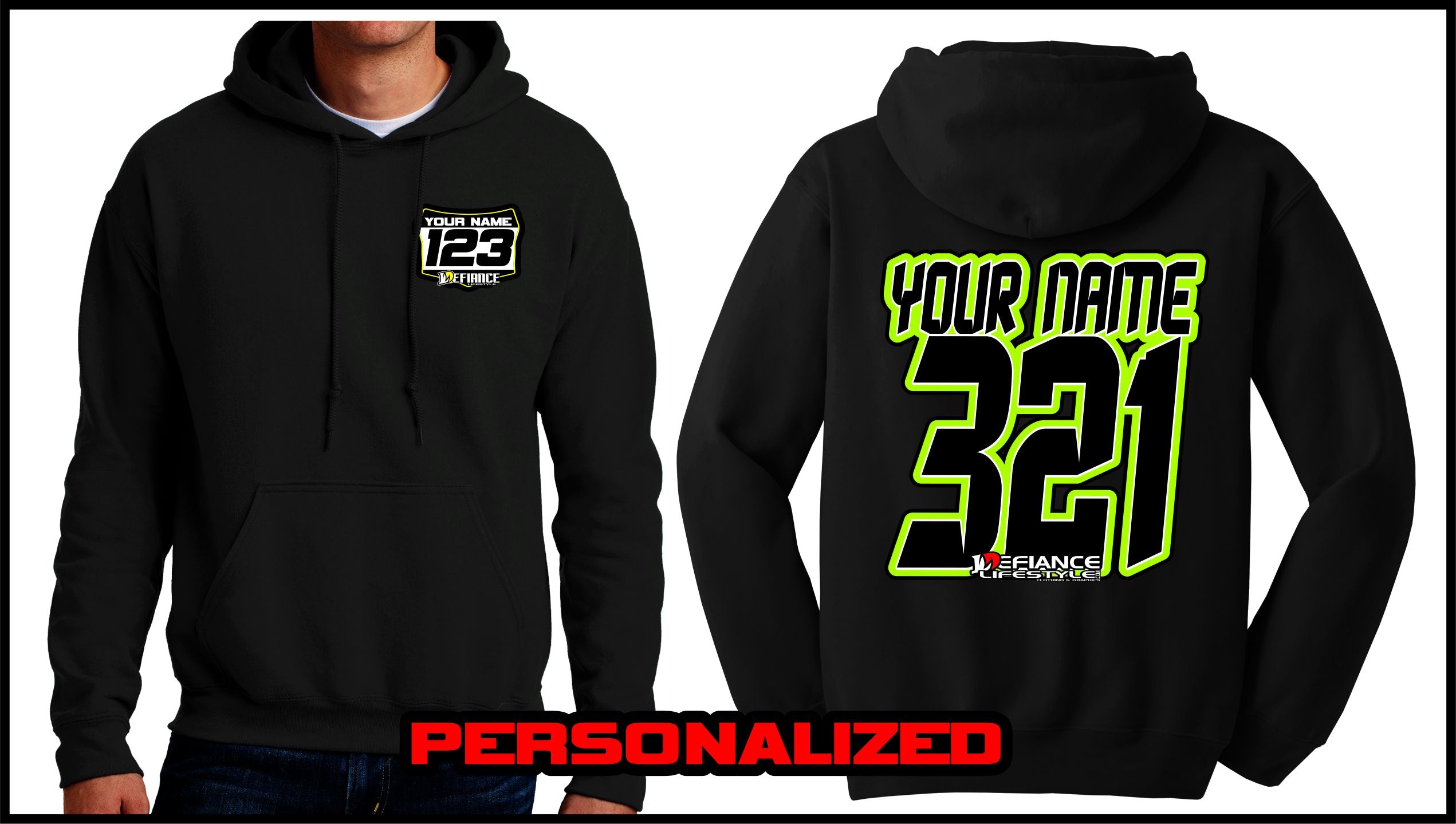 Custom Demond Sweatshirt - BLACK - Defiance Lifestyle, Race Apparel - Casual to Custom
