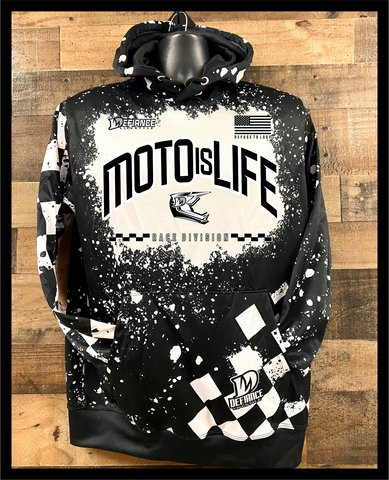 Bleached out Race Hooded Sweatshirt - Moto is life  - Bleached/BLACK