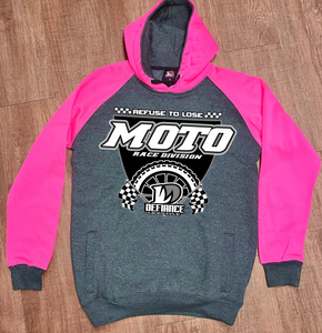 NEW Moto Shield Neon Pink/grey Racing Sweatshirt