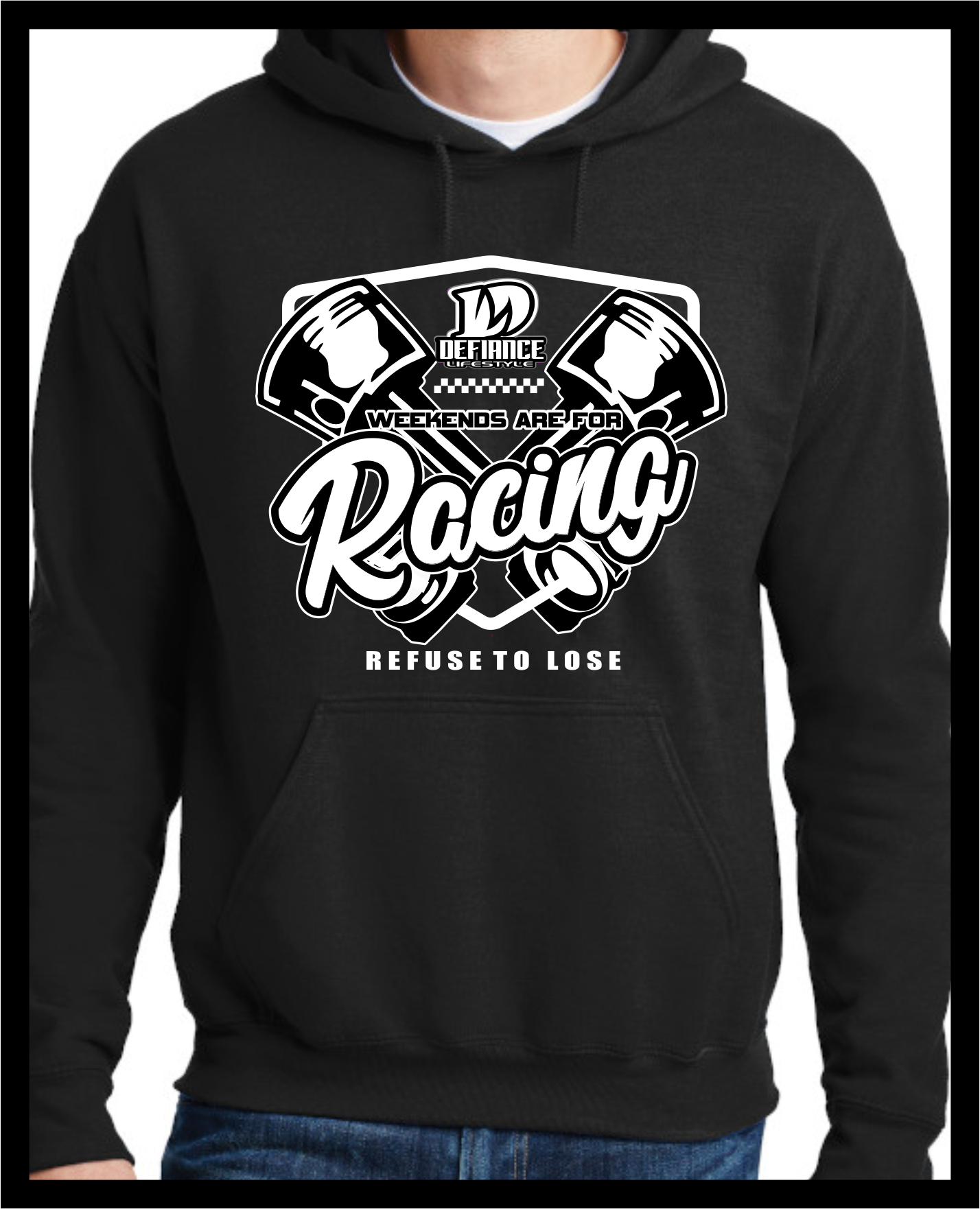 Piston Weekends Sweatshirt- black Hoodie - Defiance Lifestyle, Race Apparel - Casual to Custom