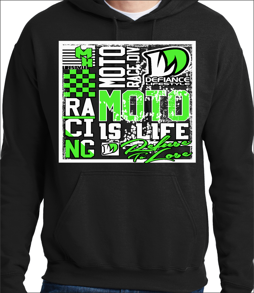 Neon Green Racing Squared Up black Hoodie DefianceLifestyle