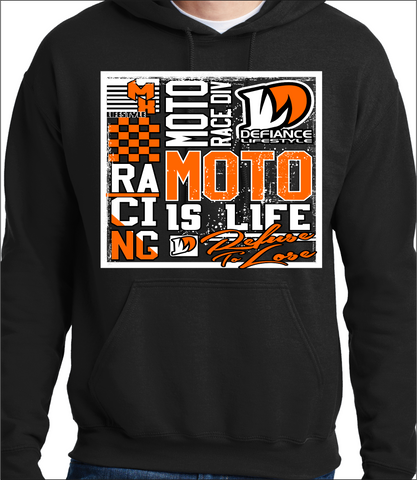 Neon Orange Racing Squared Up - black Hoodie