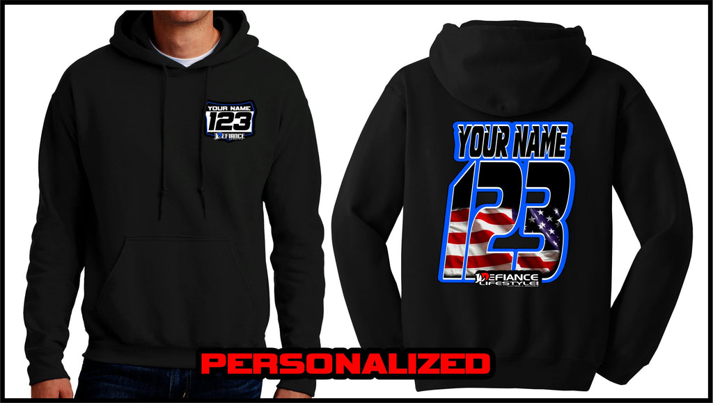 Custom USA Sweatshirt - BLACK - Defiance Lifestyle, Race Apparel - Casual to Custom